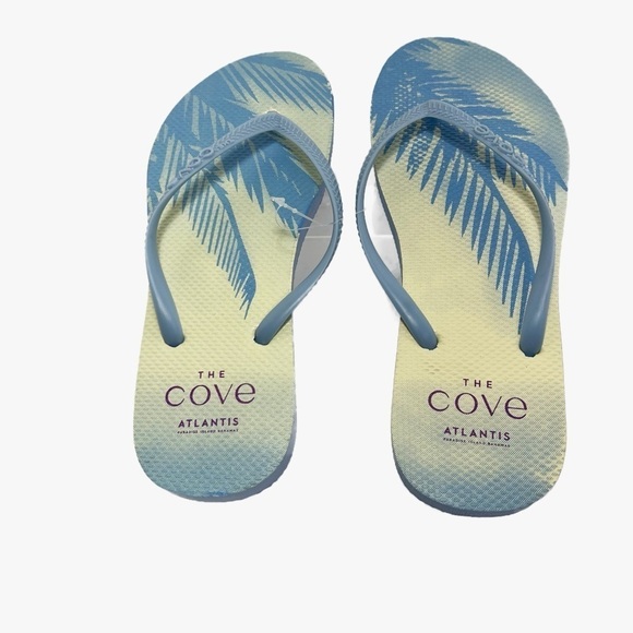 The Cove Flip Flops Blue and Cream Palm Tree Motif Womens size 8 - Picture 3 of 8